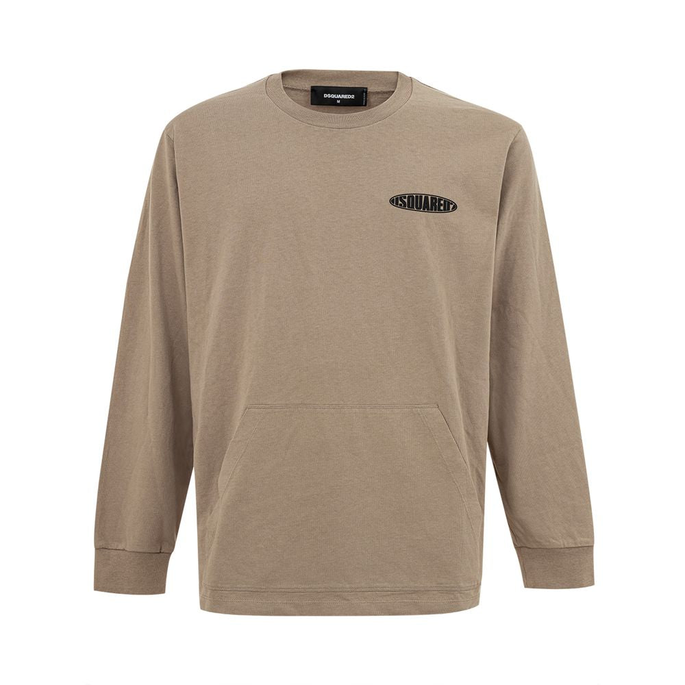 Beige cotton T-shirt from Dsquared² with a classic fit and subtle branding, displayed on a plain background.
