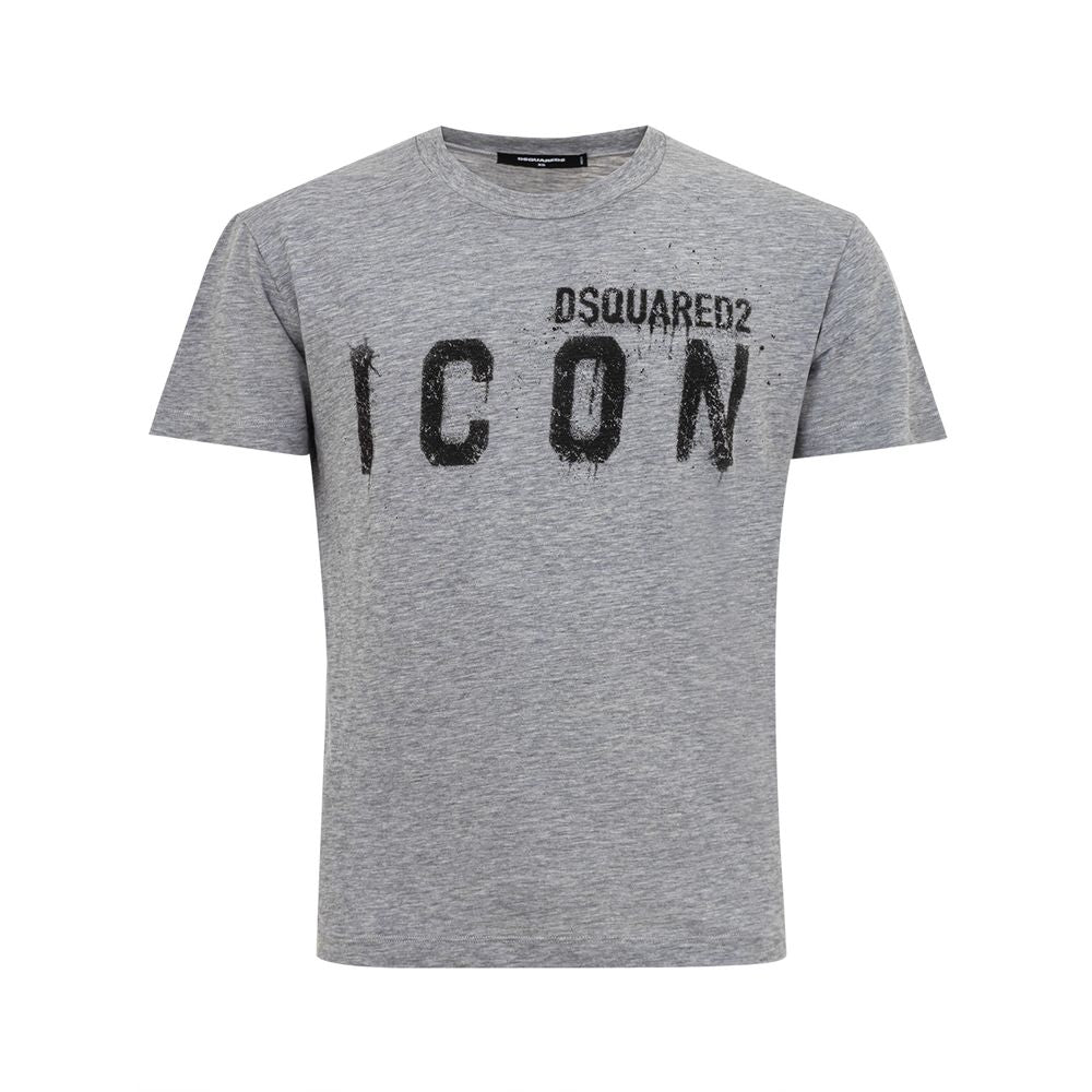Gray cotton T-shirt by Dsquared² featuring a casual fit and minimal branding, displayed on a plain background.