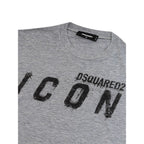 Gray cotton T-shirt by Dsquared² with a classic crew neck and logo detail, casual style for everyday wear.