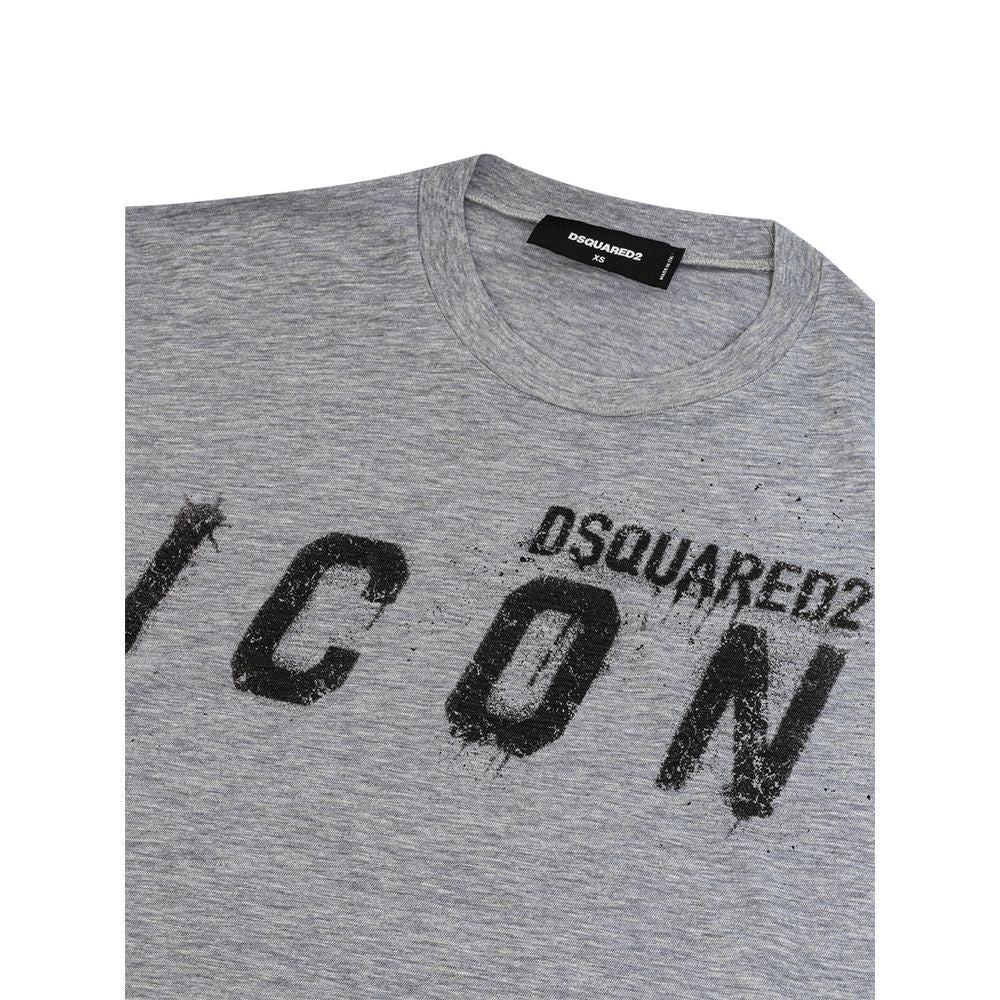Gray cotton T-shirt by Dsquared² with a classic crew neck and logo detail, casual style for everyday wear.