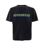 Black cotton T-shirt by Dsquared² featuring a classic fit and minimal branding, displayed flat on a neutral background.