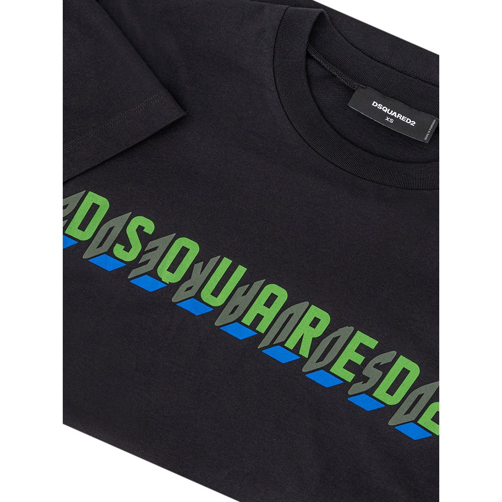 Black cotton T-shirt by Dsquared² with a classic fit and subtle logo detail visible in the image.
