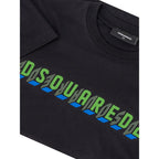 Black cotton T-shirt by Dsquared² with a classic fit and subtle logo detail visible in the image.