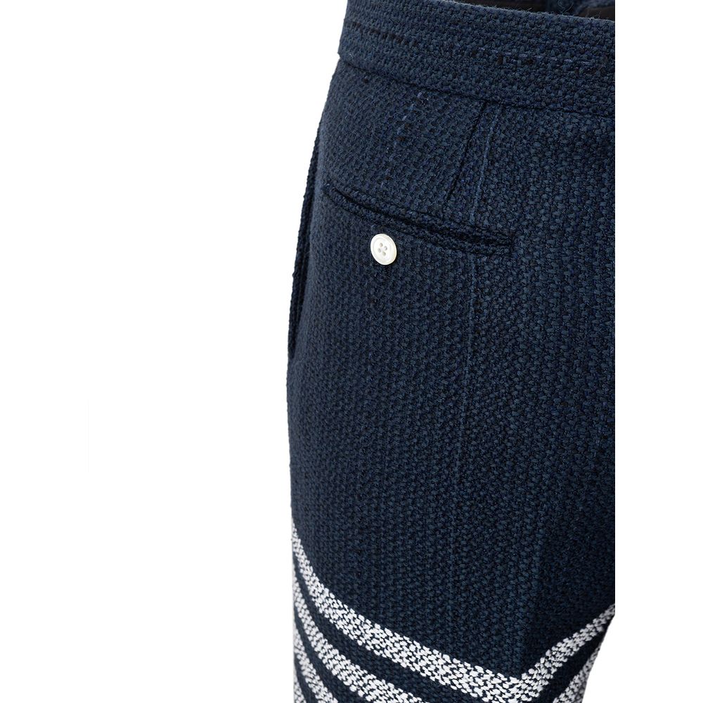 Thom Browne blue marabou casual pants with a tailored fit and stylish design, featuring a smooth fabric and modern silhouette.