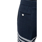 Thom Browne blue marabou casual pants with a tailored fit and stylish design, featuring a smooth fabric and modern silhouette.