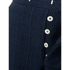 Thom Browne blue marabou casual pants with relaxed fit and stylish design, displayed on a neutral background.