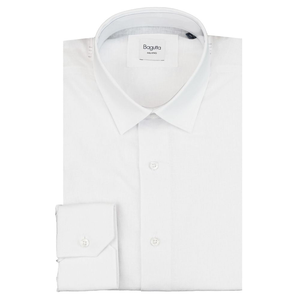 Bagutta White Linen Men Shirt Bagutta