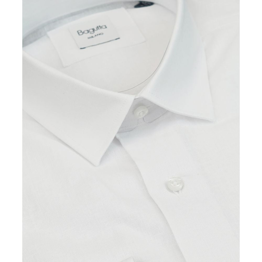 Bagutta White Linen Men Shirt Bagutta