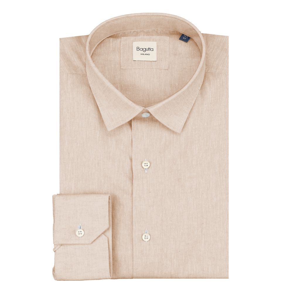 Bagutta Beige Linen Men Shirt Bagutta