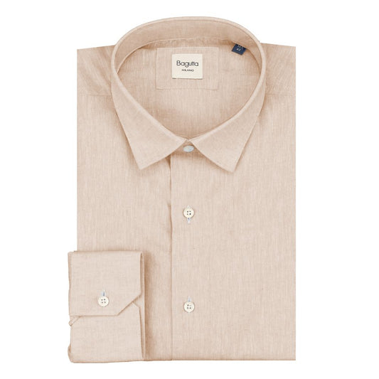 Bagutta Beige Linen Men Shirt Bagutta