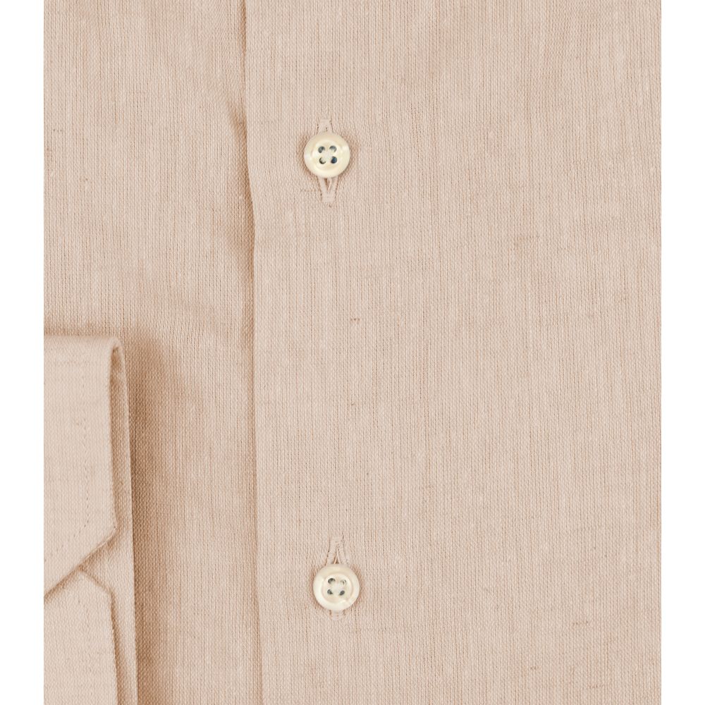 Bagutta Beige Linen Men Shirt Bagutta