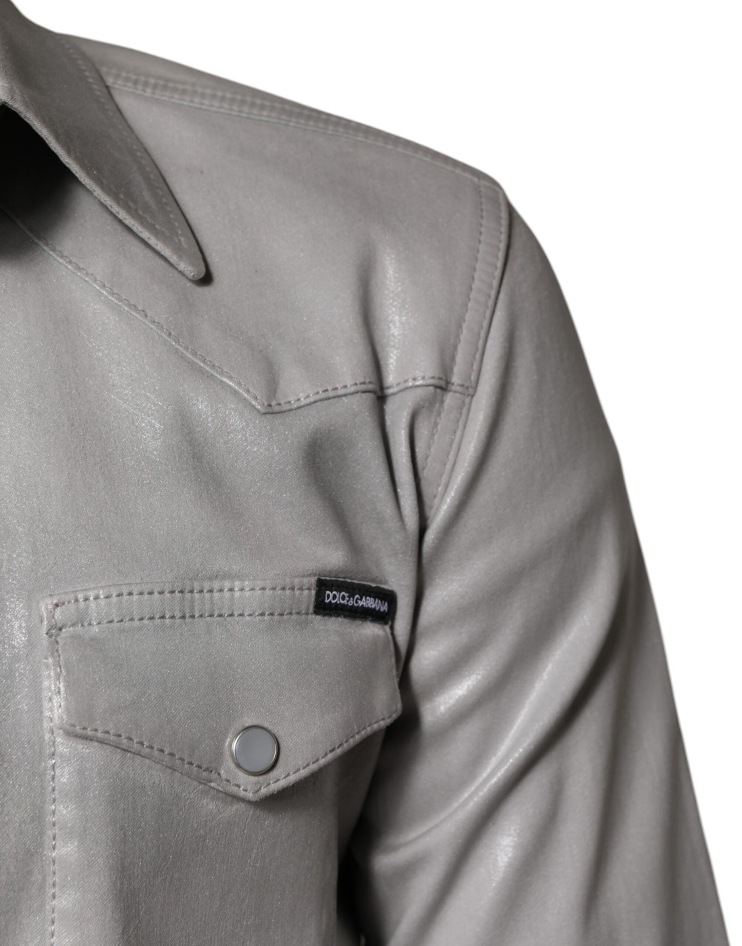 Dolce & Gabbana Metallic Gray Cotton Button Down Shirt Dolce & Gabbana