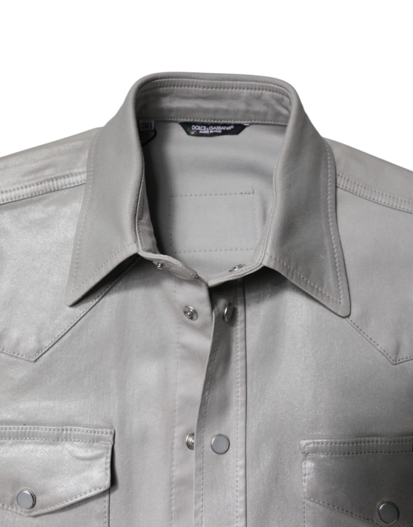 Dolce & Gabbana Metallic Gray Cotton Button Down Shirt Dolce & Gabbana