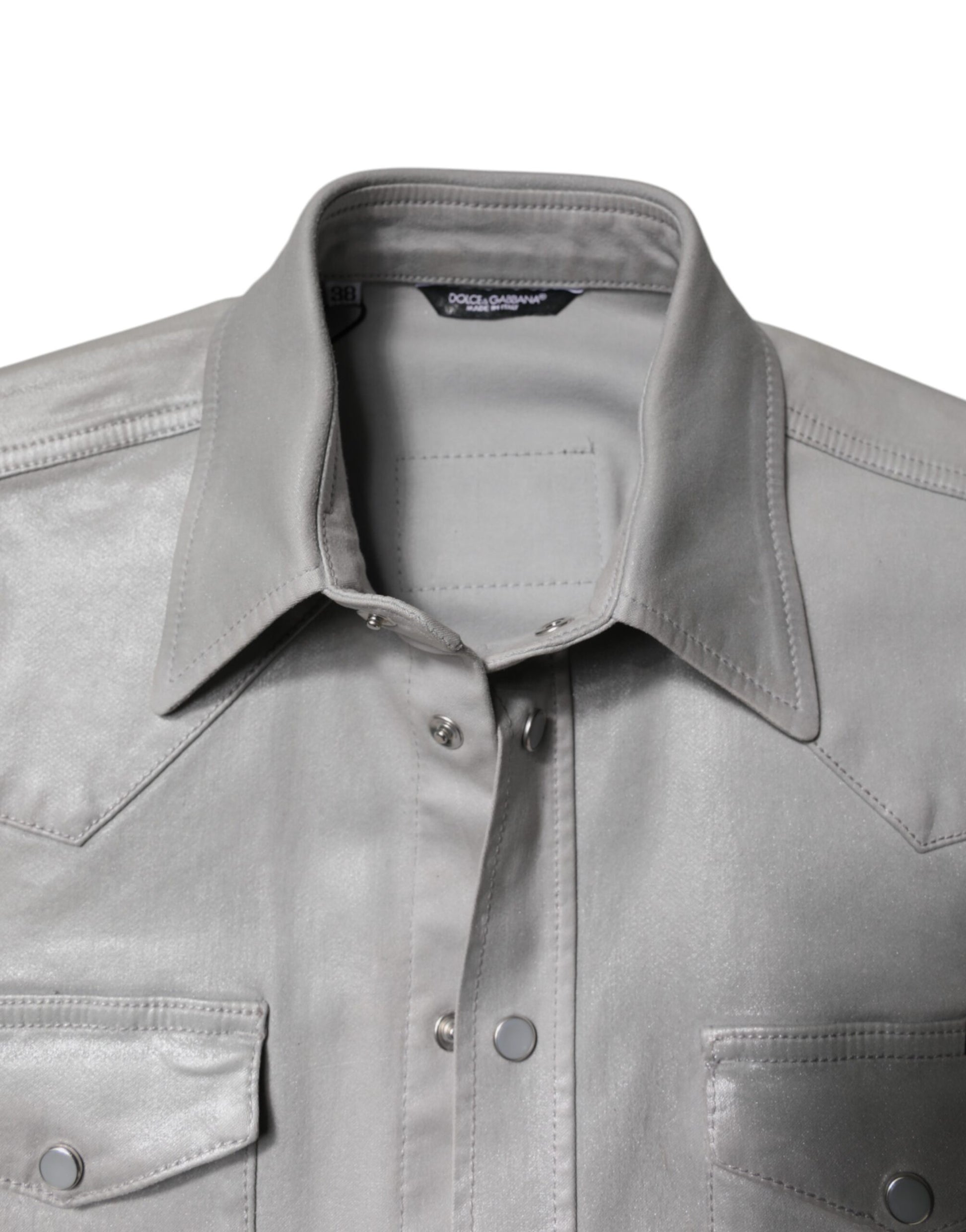 Dolce & Gabbana Metallic Gray Cotton Button Down Shirt Dolce & Gabbana