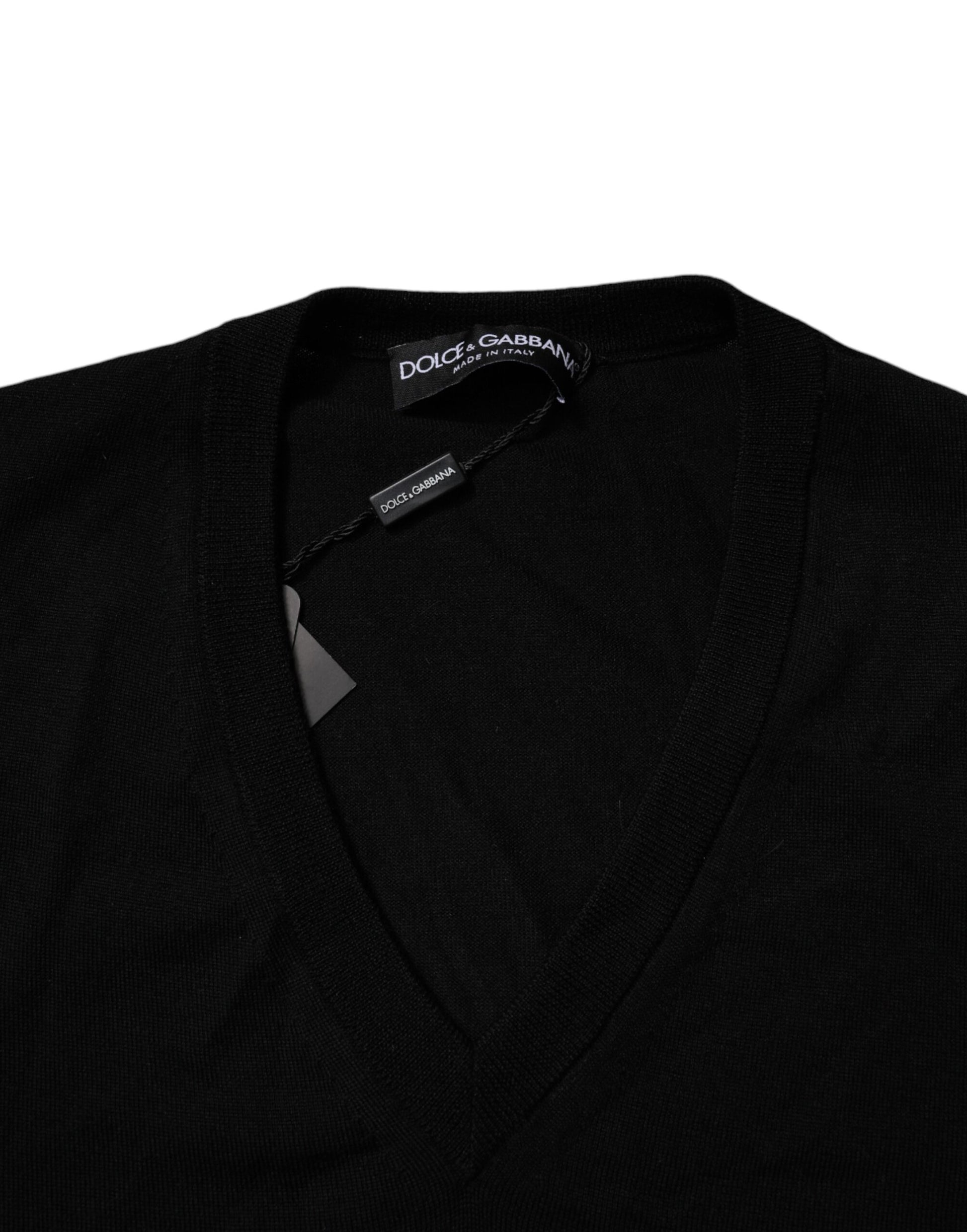 Dolce & Gabbana Black Camouflage V-neck Pullover Sweater Dolce & Gabbana