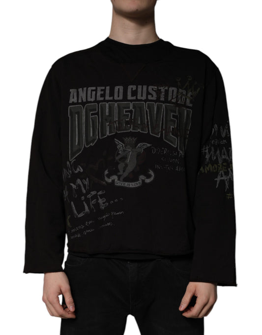 Dolce & Gabbana Black DG Heaven Crew Neck Pullover Sweater Dolce & Gabbana