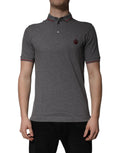 Dolce & Gabbana Gray Cotton Crown Collared Polo T-shirt - Eljoys Fashion 