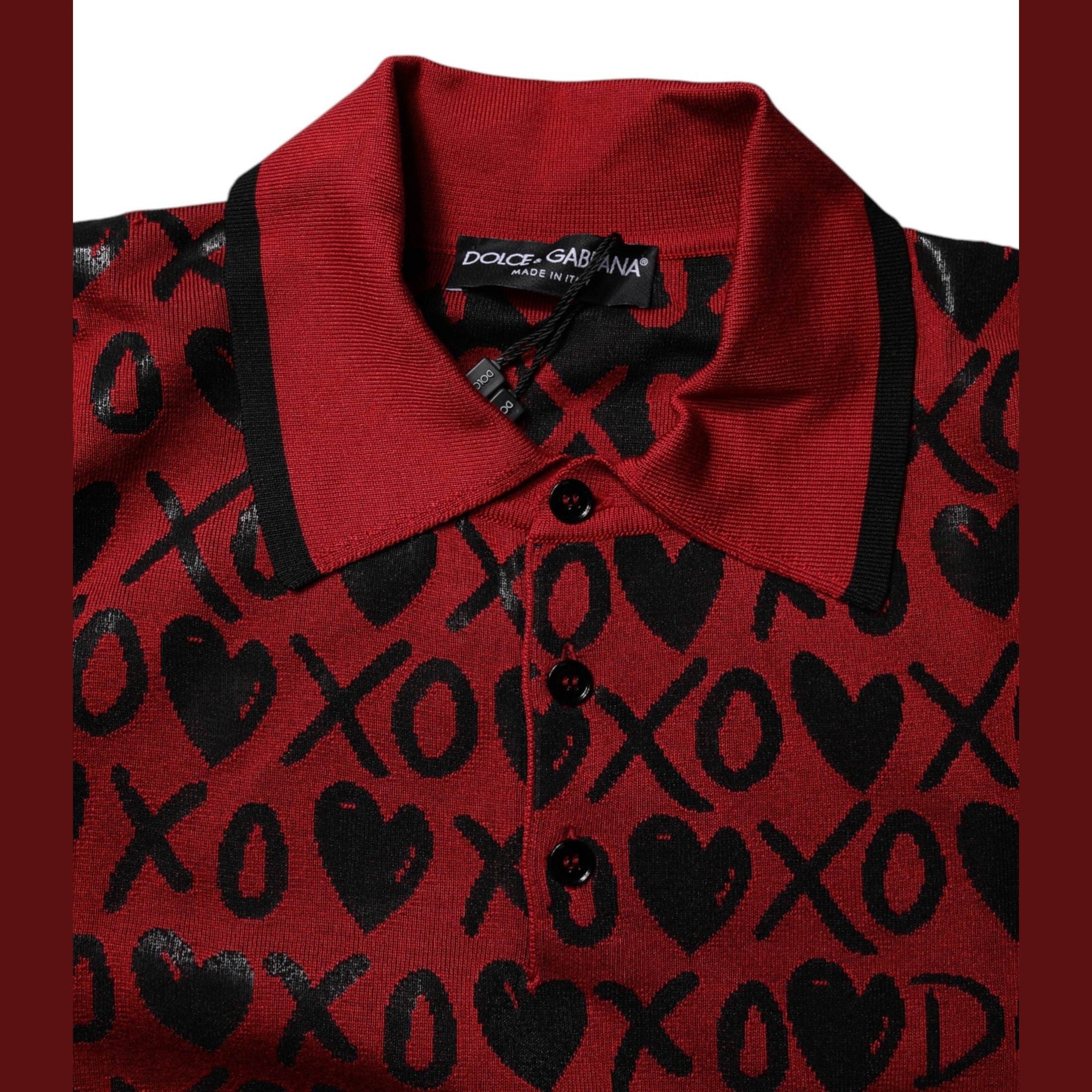 Dolce & Gabbana Red Cotton XOXO Collared Polo T-shirt