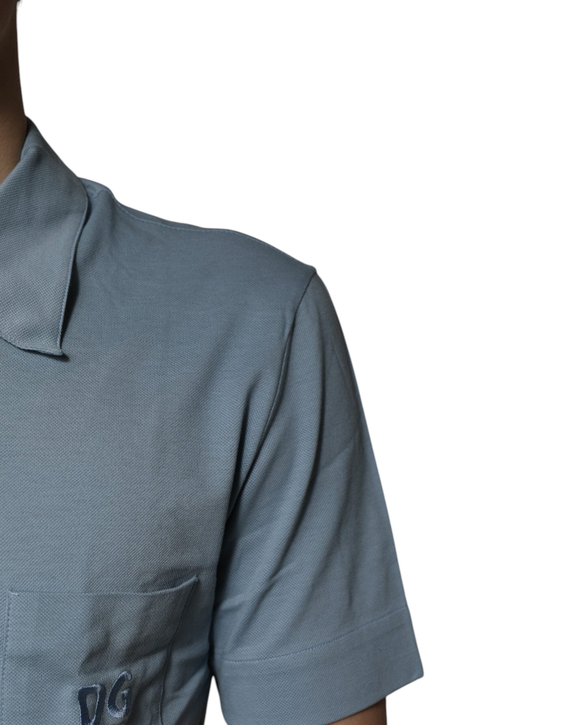Dolce & Gabbana Blue Cotton Button Down Casual Men Polo Shirt Dolce & Gabbana