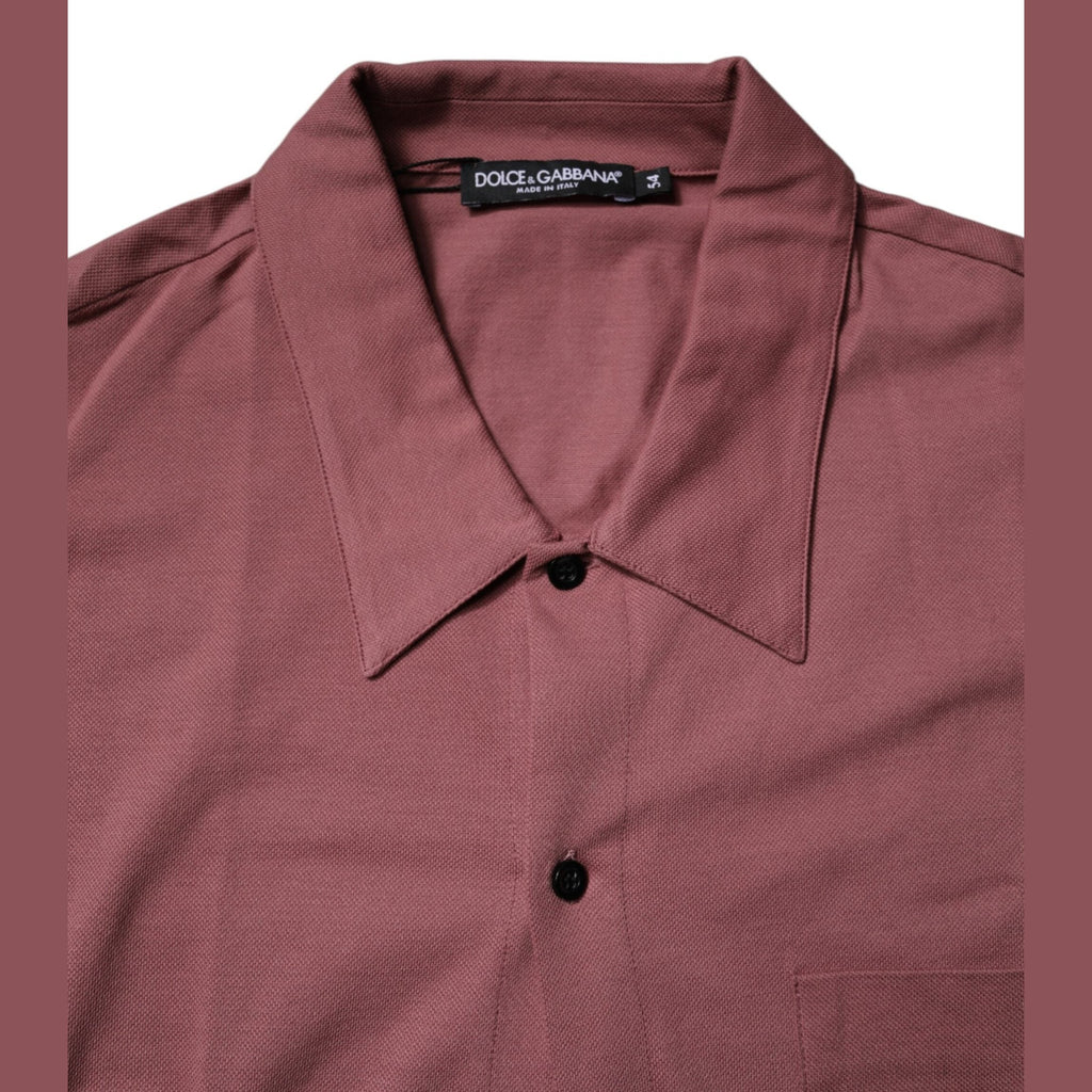 Dolce & Gabbana Dark Pink Button Down Casual Polo Men Shirt