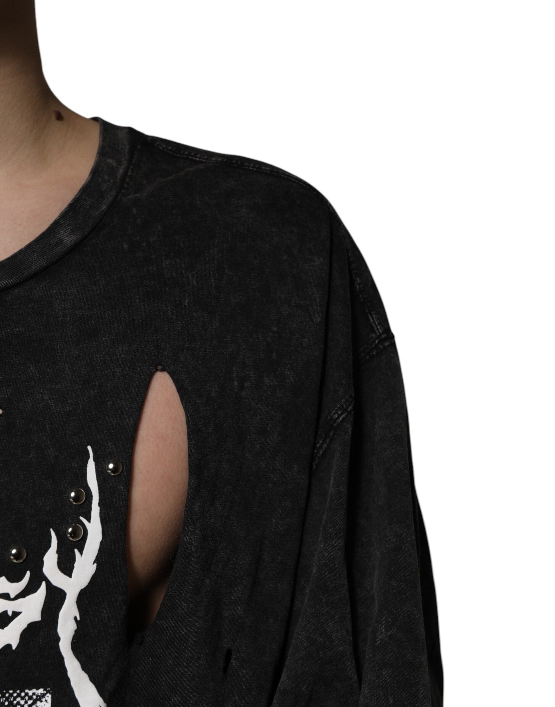 Dolce & Gabbana Black Graphic Print Cotton Crew Neck T-shirt Dolce & Gabbana