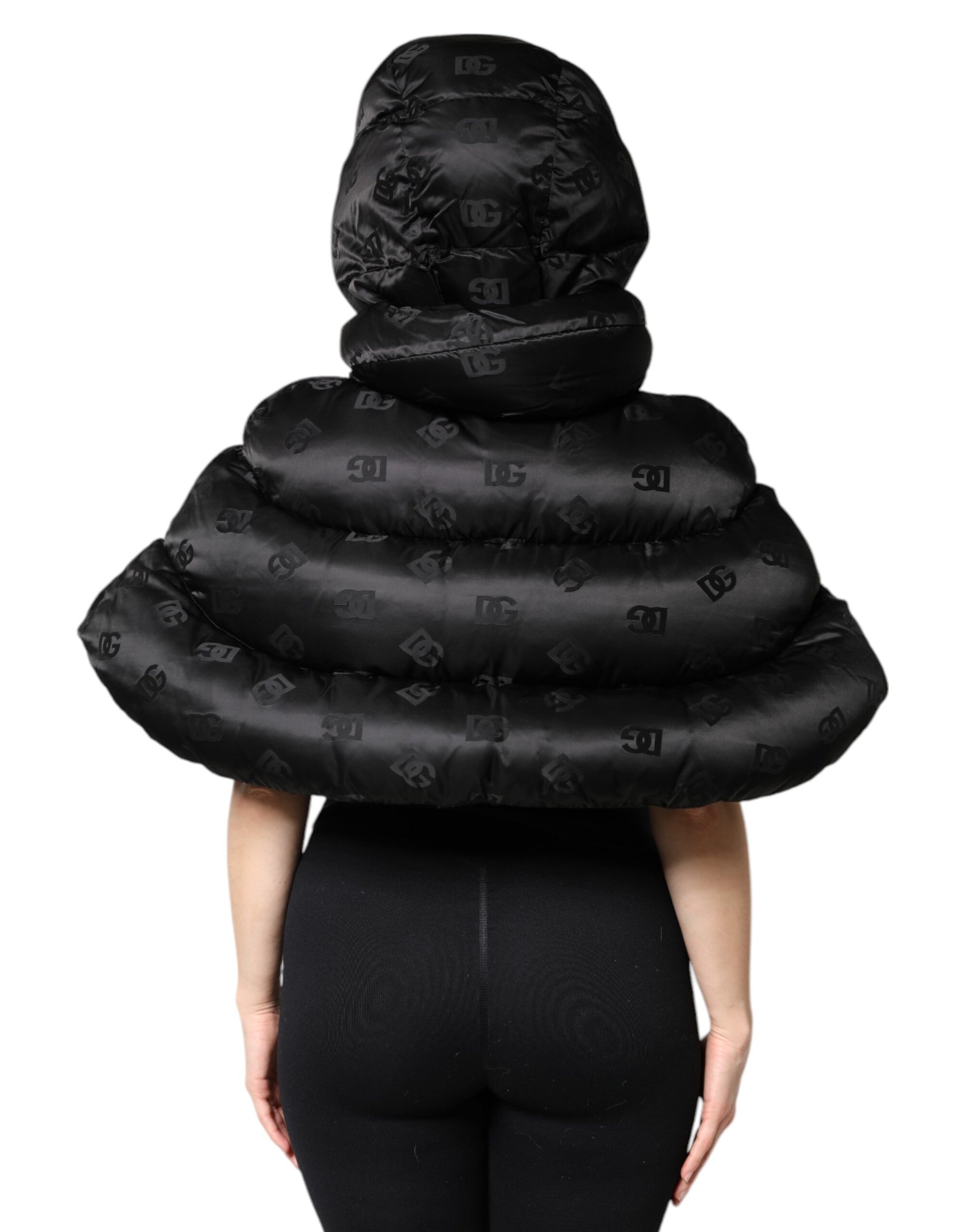 Dolce & Gabbana Black Padded Puffer Hooded Full Zip Cropped Jacket Dolce & Gabbana