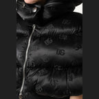 Dolce & Gabbana Black Padded Puffer Hooded Full Zip Cropped Jacket