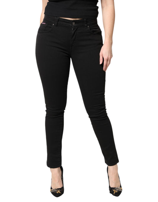 Dolce & Gabbana Black Cotton Mid Waisted Skinny Denim Jeans Dolce & Gabbana