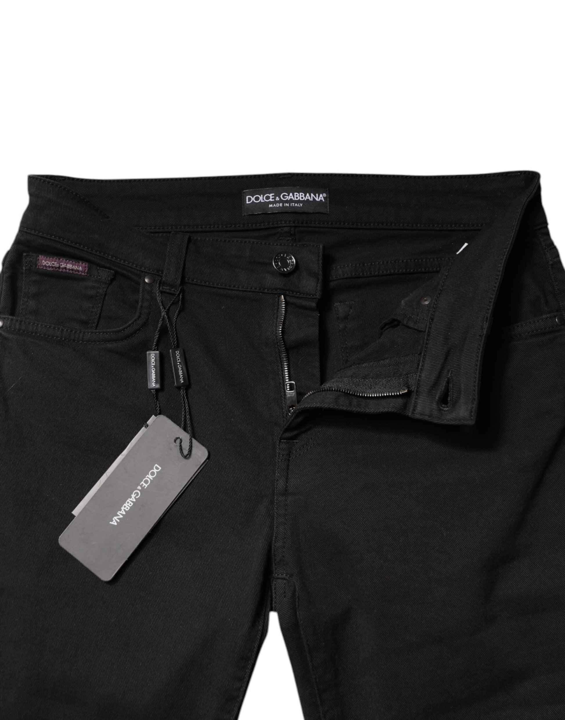Dolce & Gabbana Black Cotton Mid Waisted Skinny Denim Jeans Dolce & Gabbana