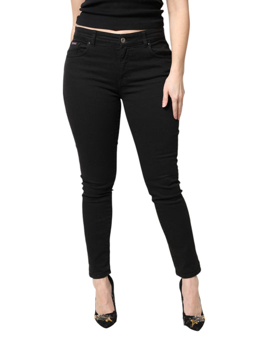 Dolce & Gabbana Black Cotton Mid Waisted Skinny Denim Jeans Dolce & Gabbana