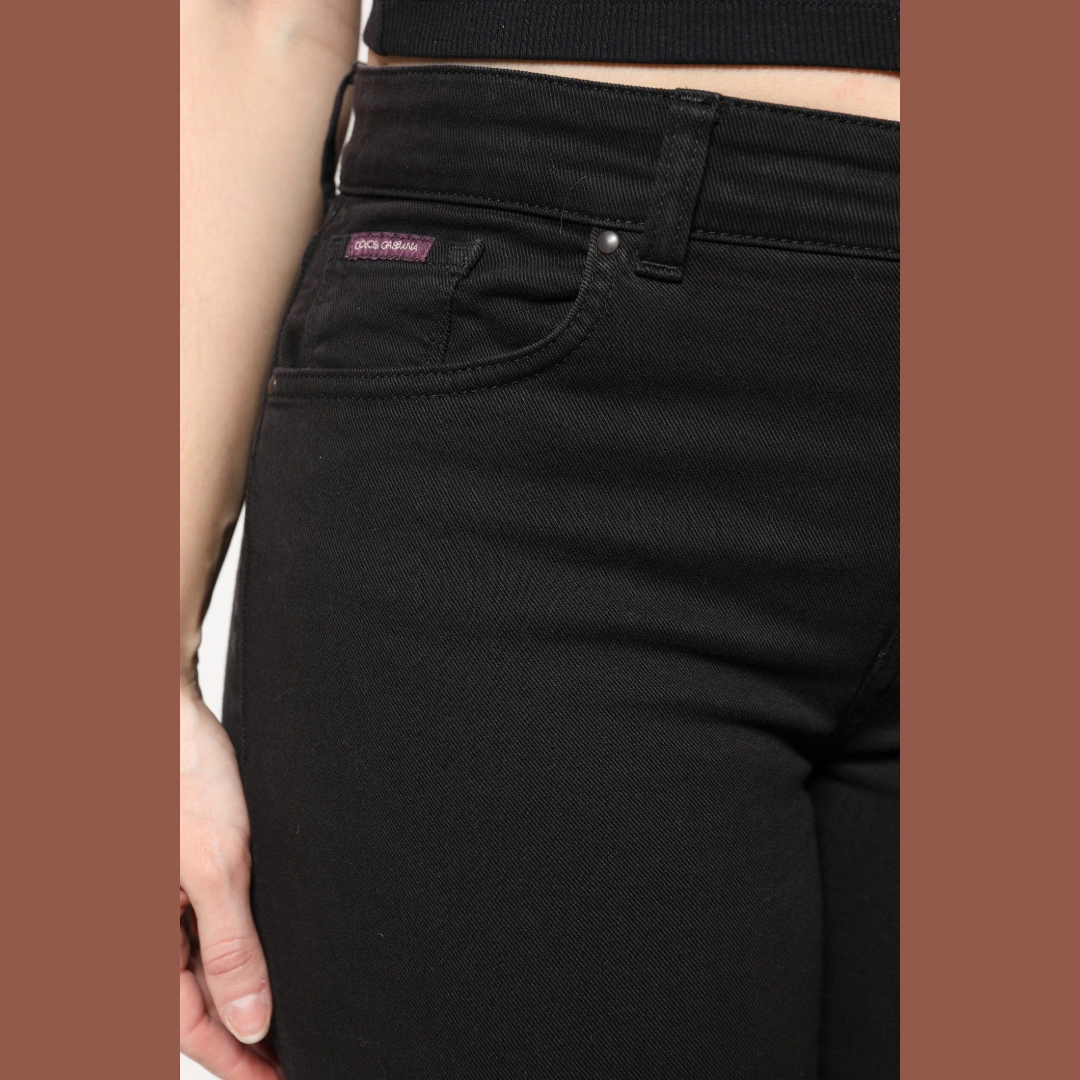 Dolce & Gabbana Black Cotton Mid Waisted Skinny Denim Jeans