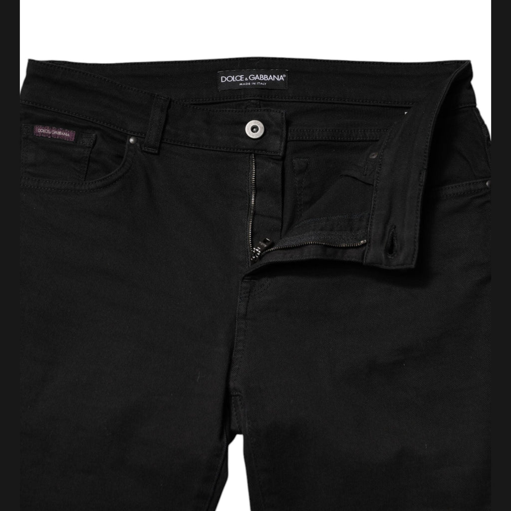 Dolce & Gabbana Black Cotton Mid Waisted Skinny Denim Jeans