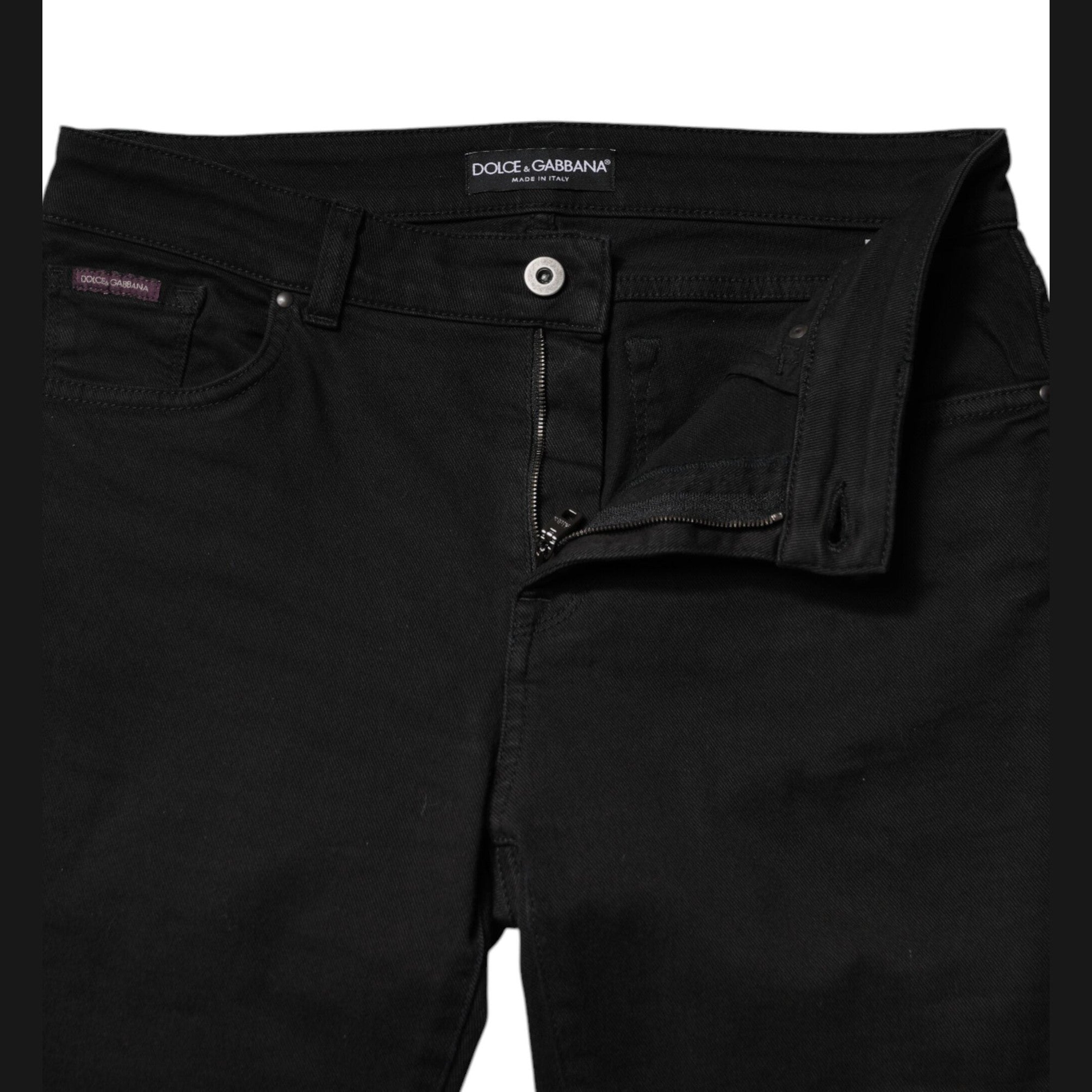 Dolce & Gabbana Black Cotton Mid Waisted Skinny Denim Jeans