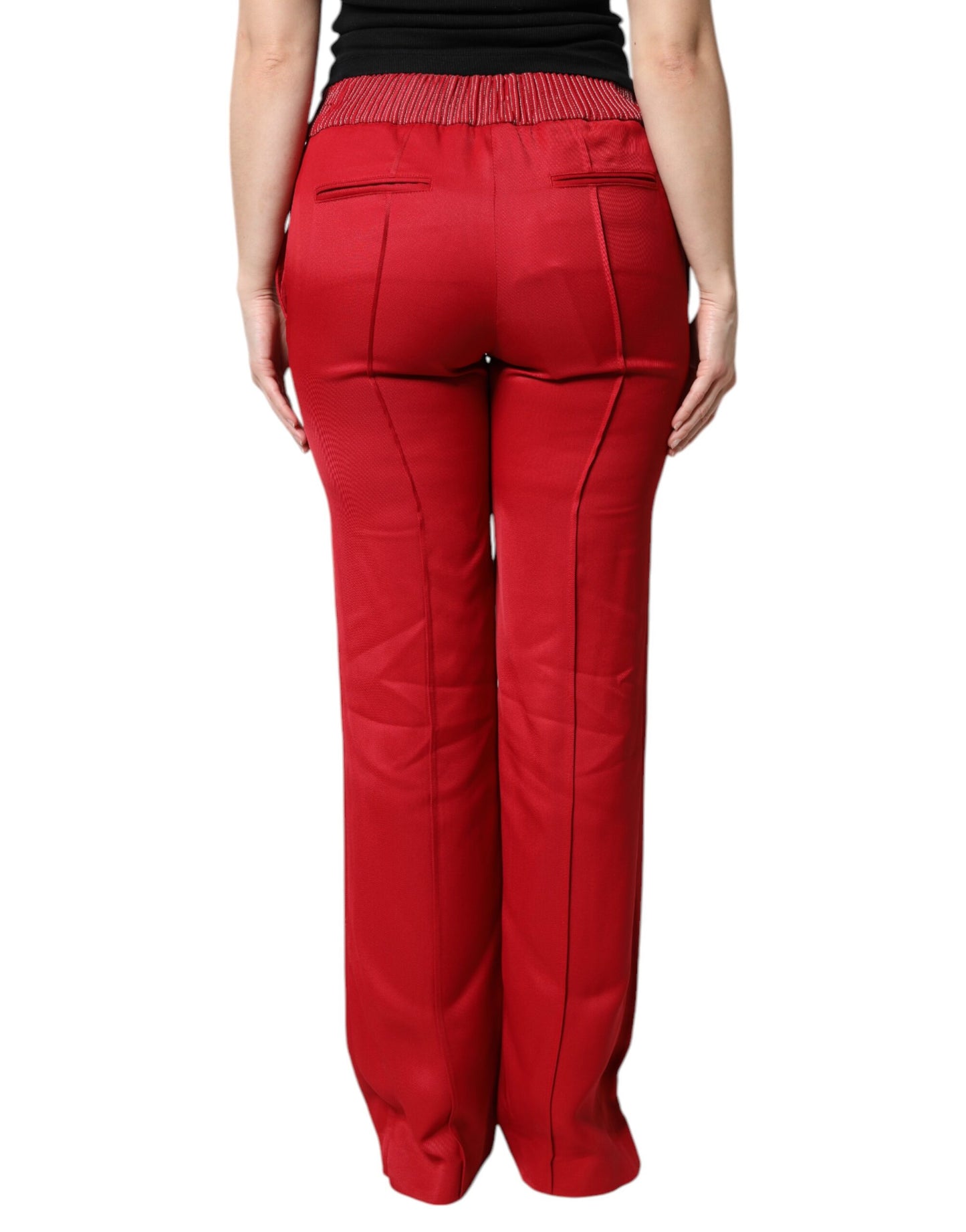 Dolce & Gabbana Red Viscose Straight Fit Pants Dolce & Gabbana