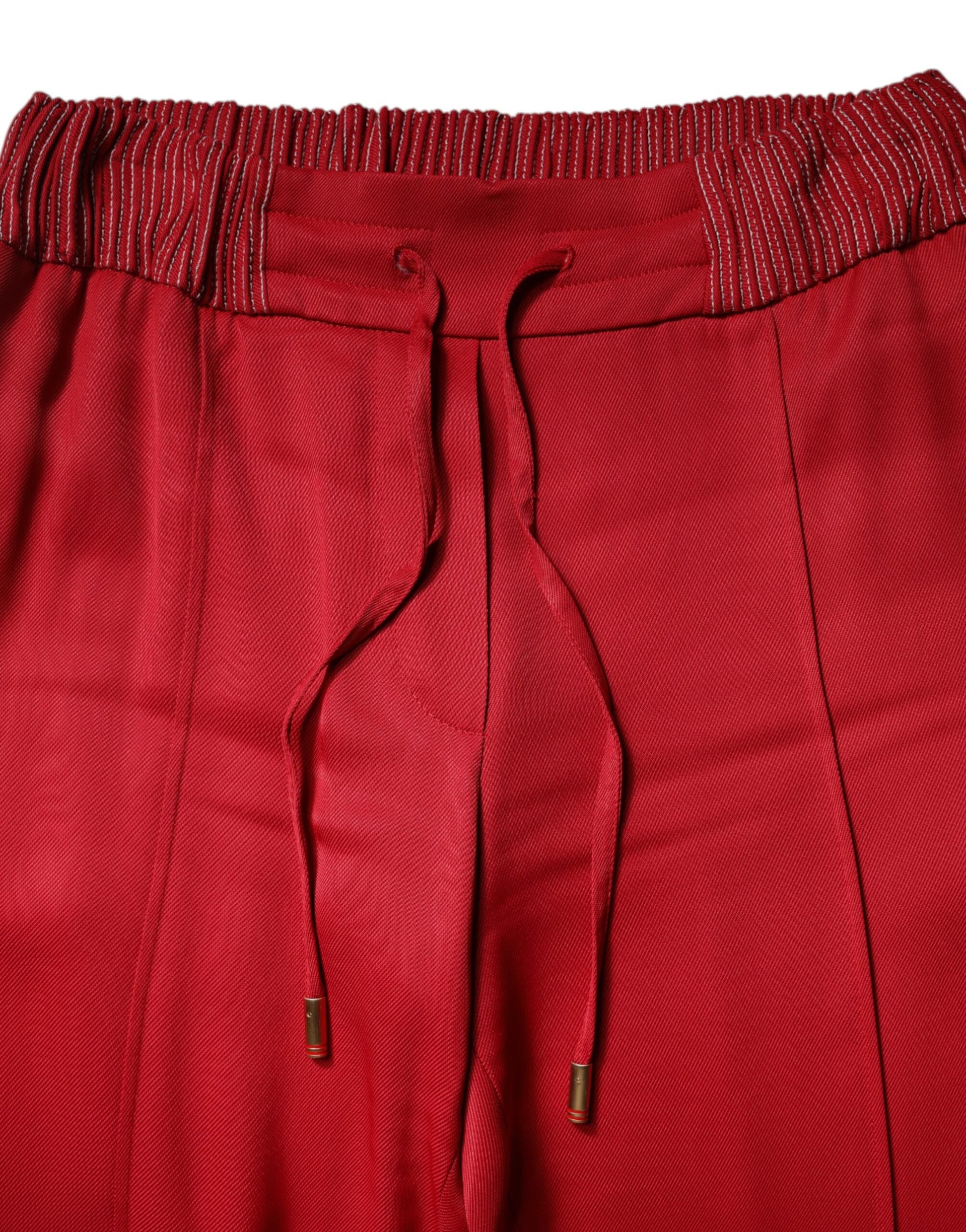 Dolce & Gabbana Red Viscose Straight Fit Pants Dolce & Gabbana