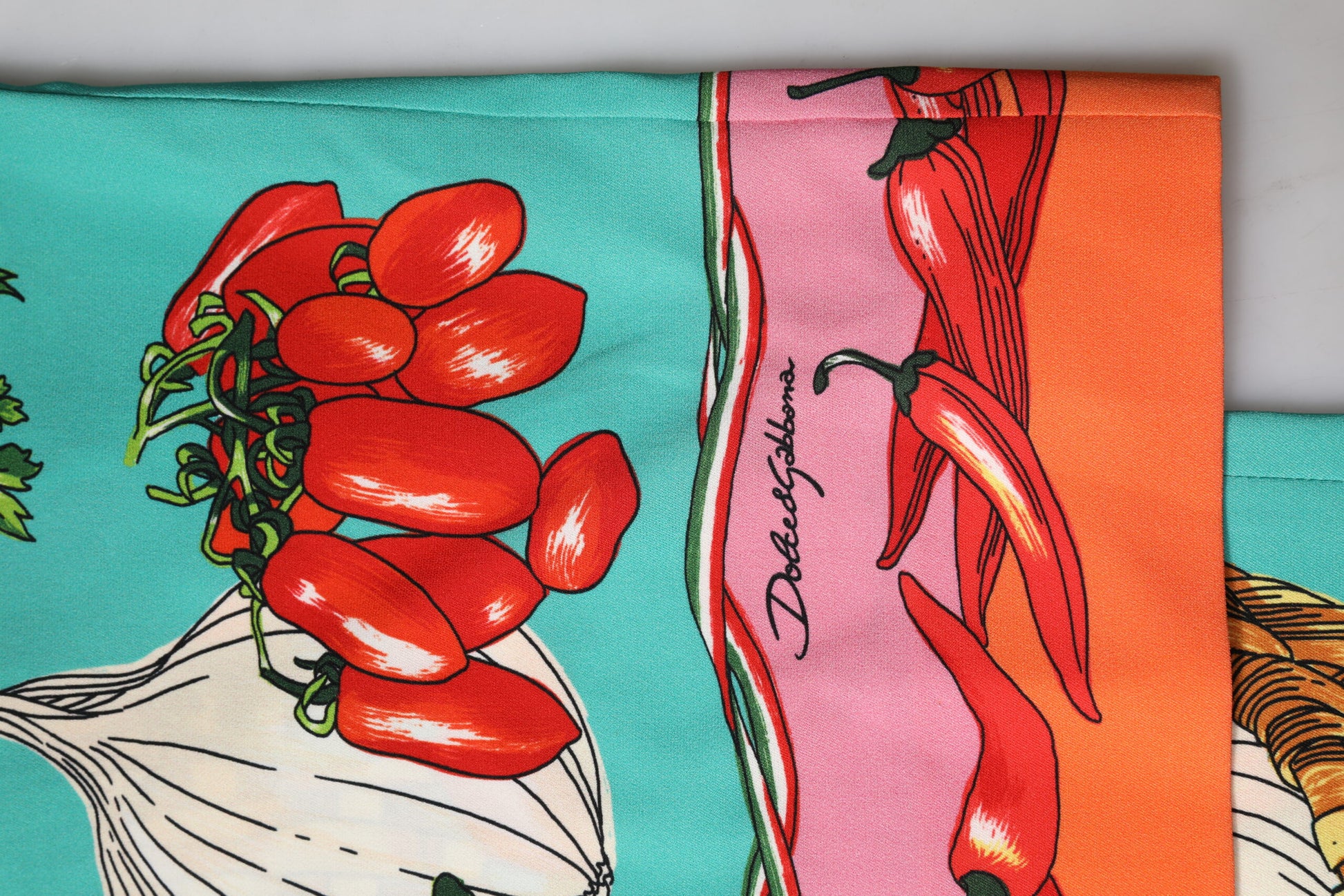 Dolce & Gabbana Green Silk Printed Straight Pants Dolce & Gabbana
