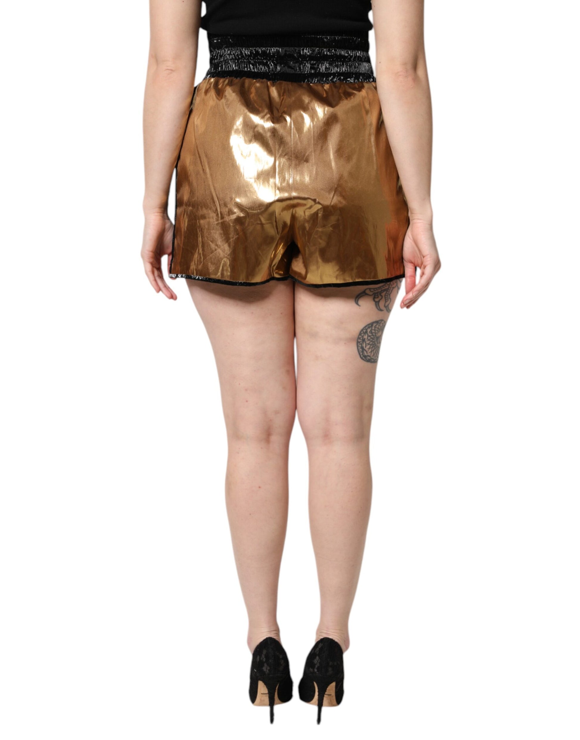 Dolce & Gabbana Metallic Gold High Waist Women Hotpants Short Dolce & Gabbana