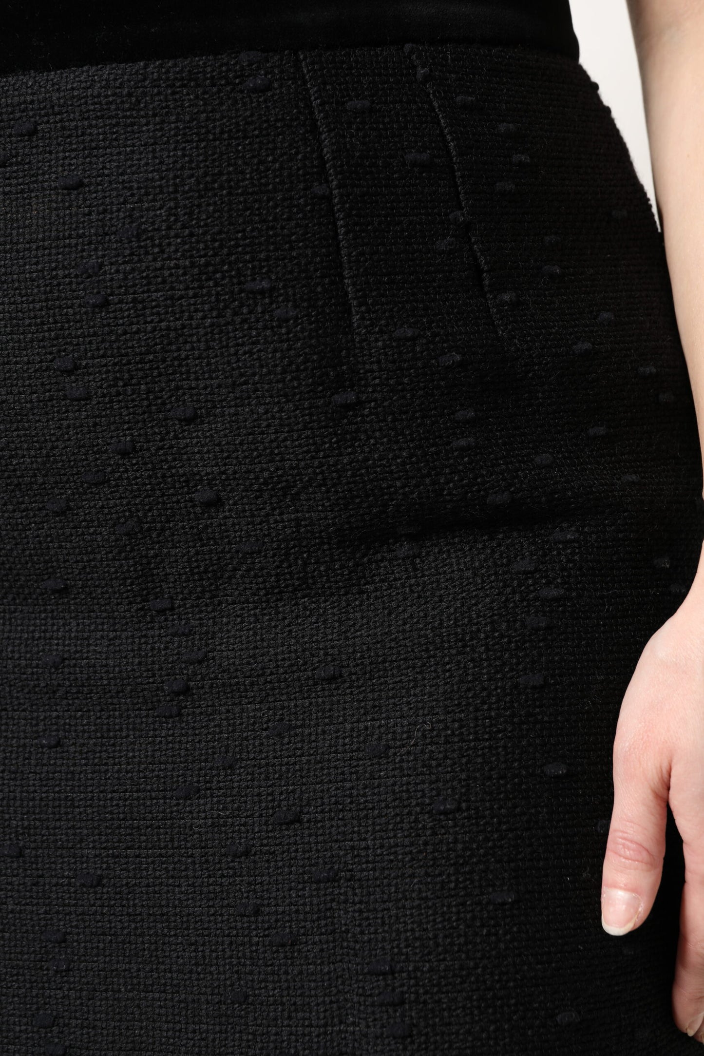 Dolce & Gabbana Black Wool Fringe High Waist Pencil Mini Skirt Dolce & Gabbana