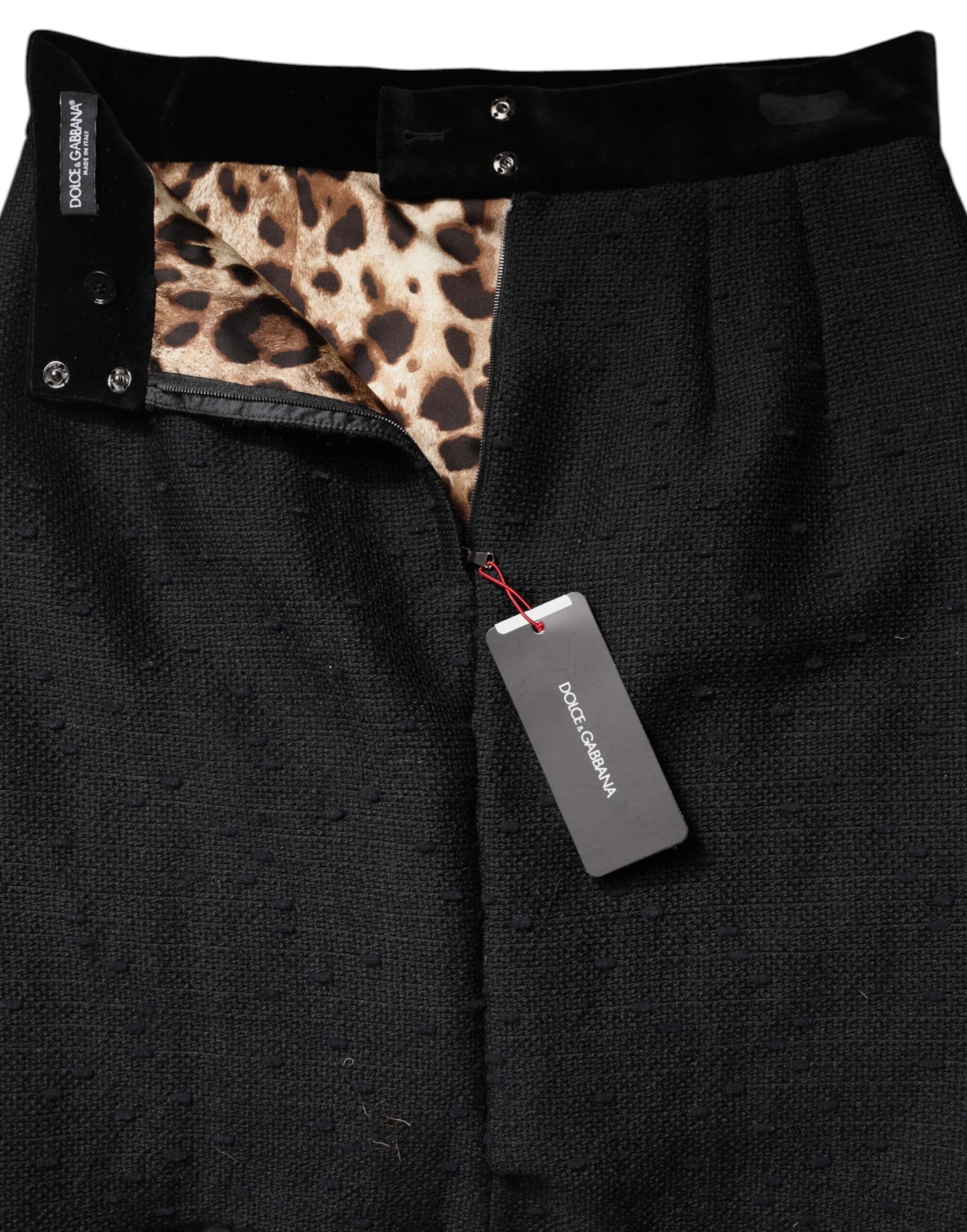 Dolce & Gabbana Black Wool Fringe High Waist Pencil Mini Skirt Dolce & Gabbana