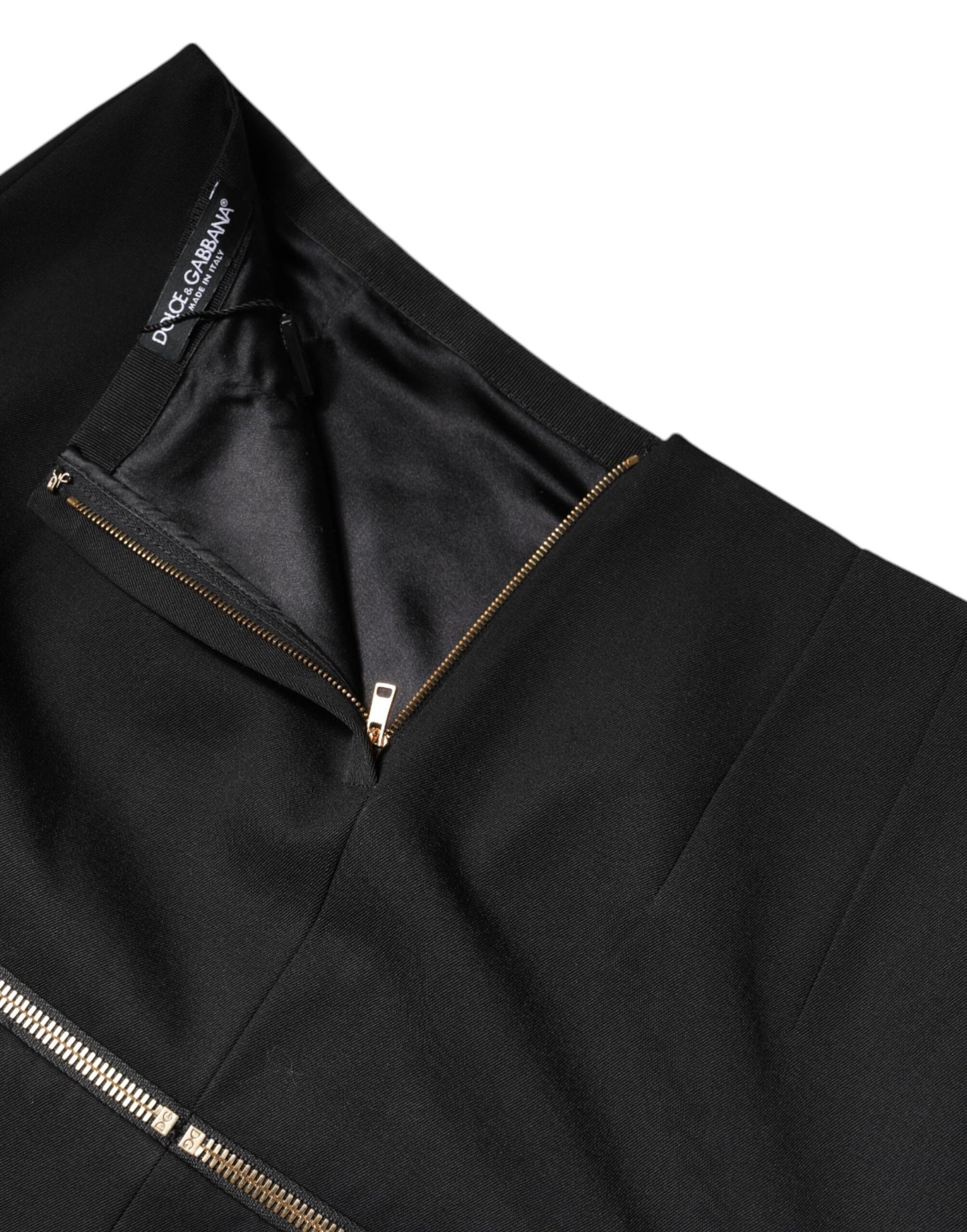 Dolce & Gabbana Black Virgin Wool High Waisted Mini Skirt Dolce & Gabbana