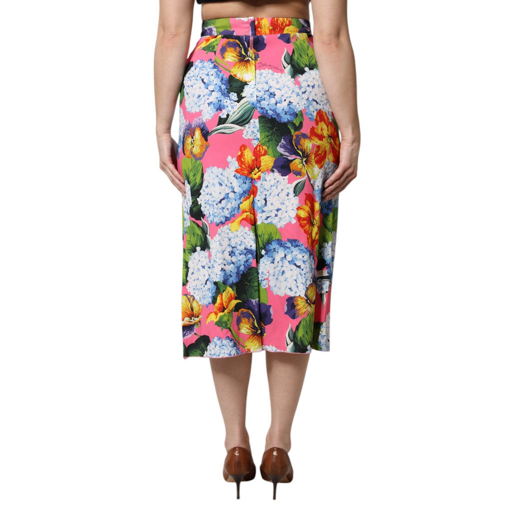 Dolce & Gabbana Multicolor Floral High Waist Midi Skirt