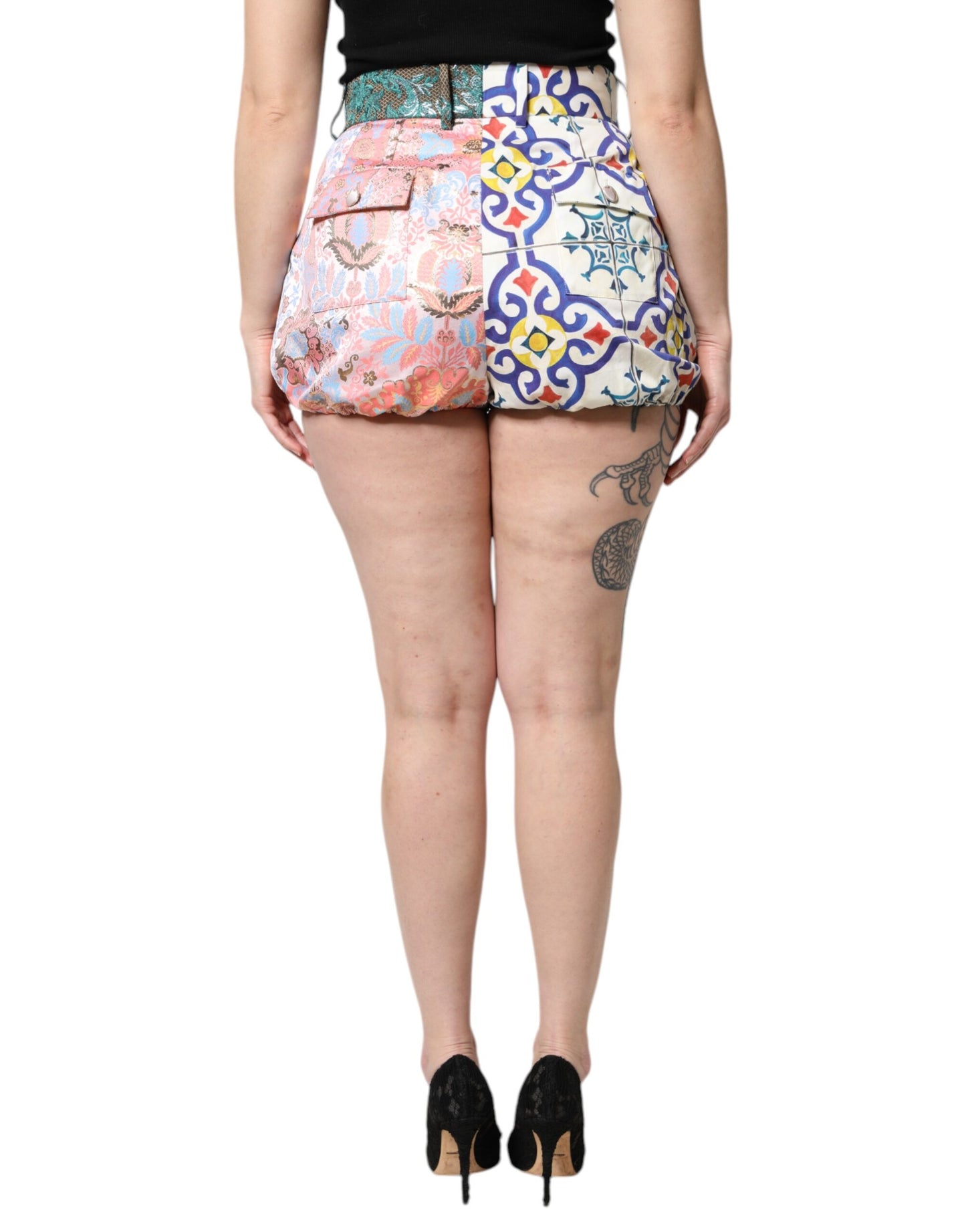 Dolce & Gabbana Multicolor Cotton Patchwork Hot Pants Shorts Dolce & Gabbana