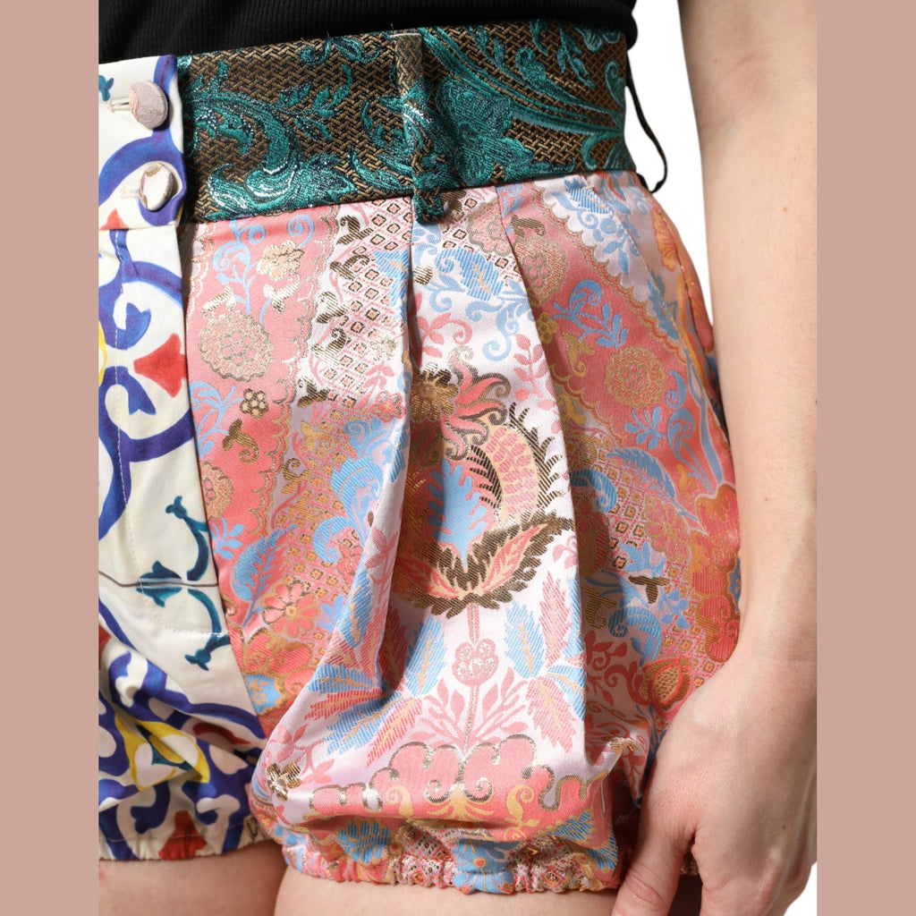 Dolce & Gabbana Multicolor Cotton Patchwork Hot Pants Shorts