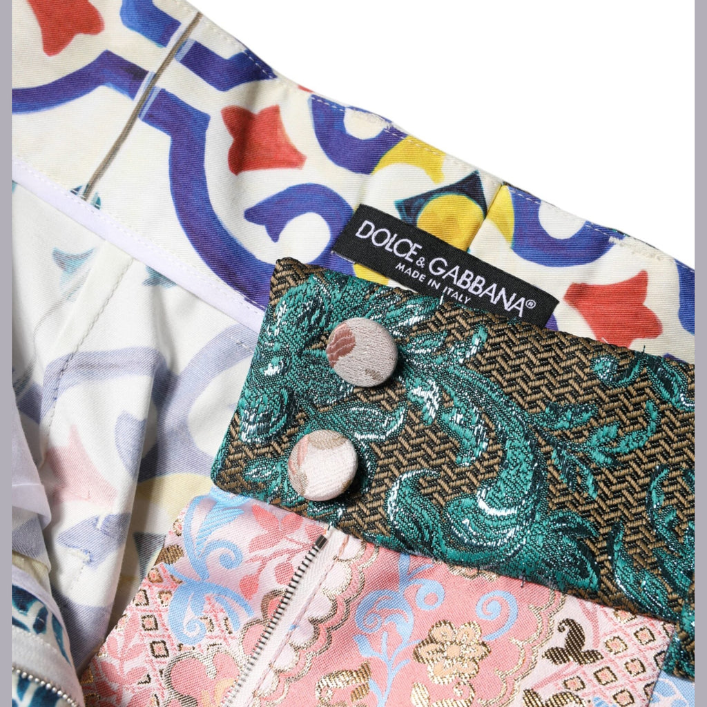 Dolce & Gabbana Multicolor Cotton Patchwork Hot Pants Shorts