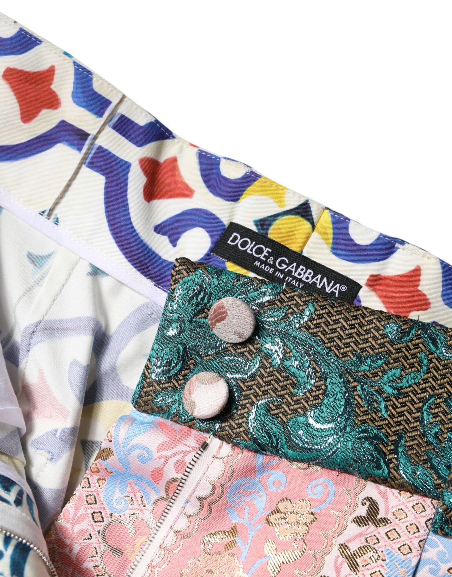 Dolce & Gabbana Multicolor Cotton Patchwork Hot Pants Shorts Dolce & Gabbana