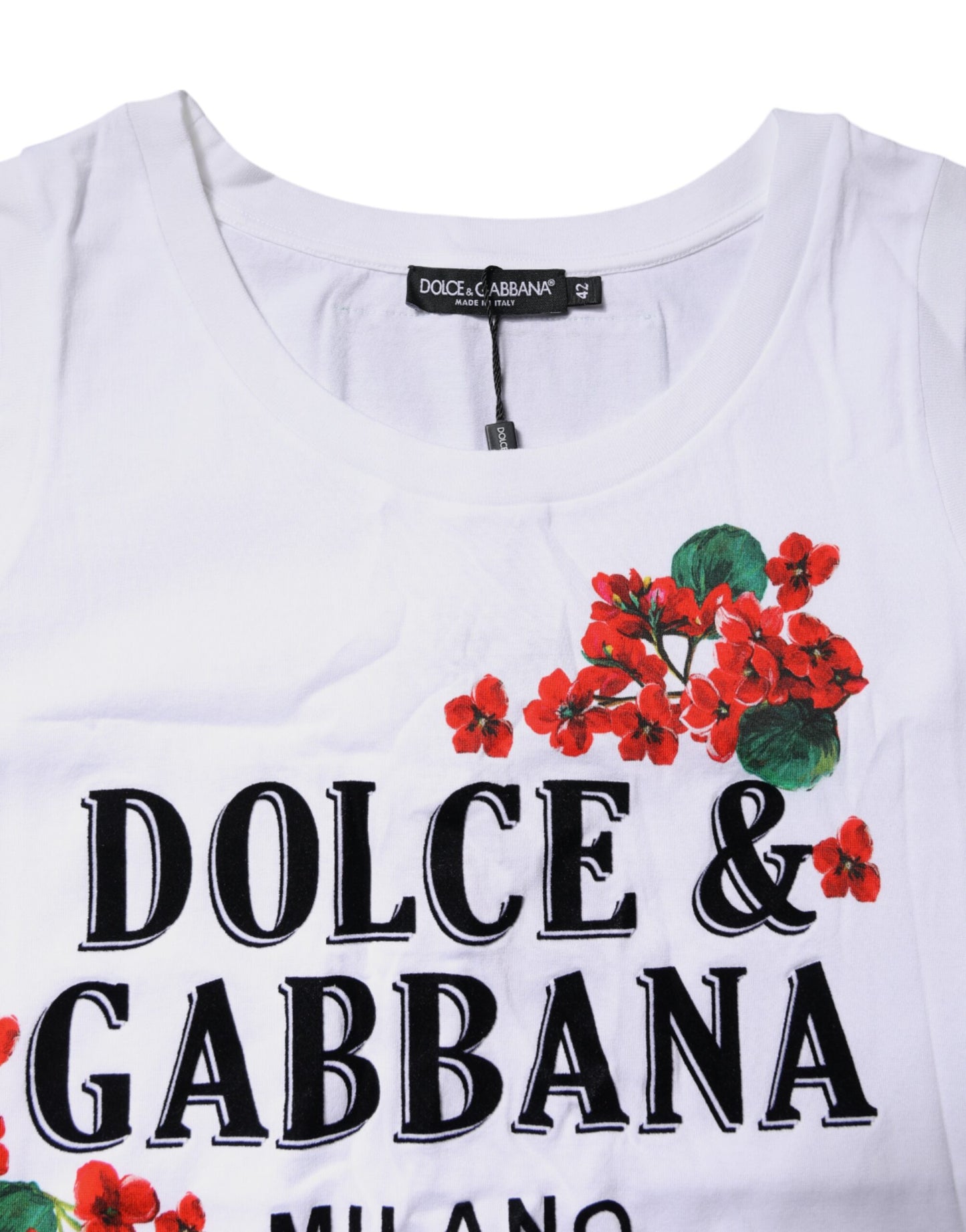 Dolce & Gabbana White Floral Printed Cotton Sleeveless T-shirt Dolce & Gabbana