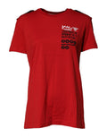 Dolce & Gabbana Red Cotton Graphic Print Crew Neck T-shirt - Eljoys Fashion 