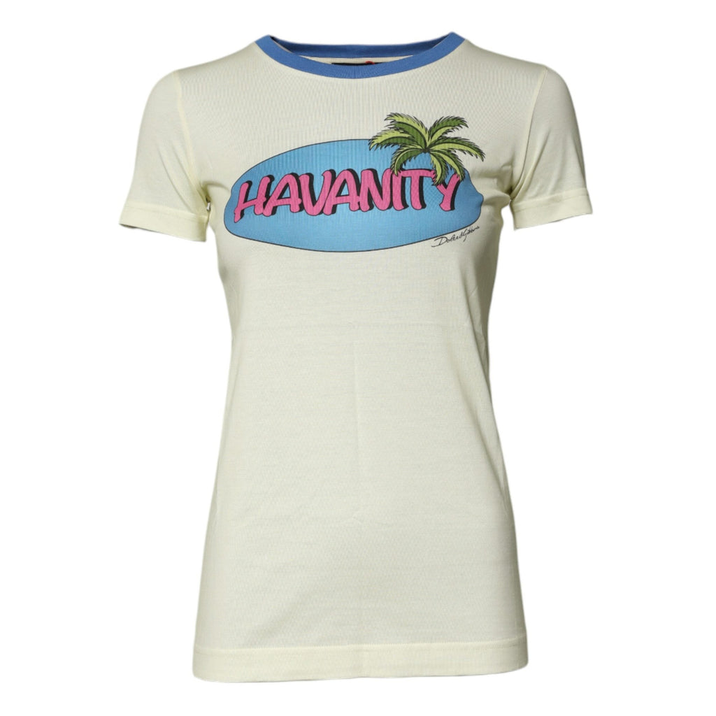 Dolce & Gabbana Light Yellow Cotton Short Sleeve T-shirt Dolce & Gabbana