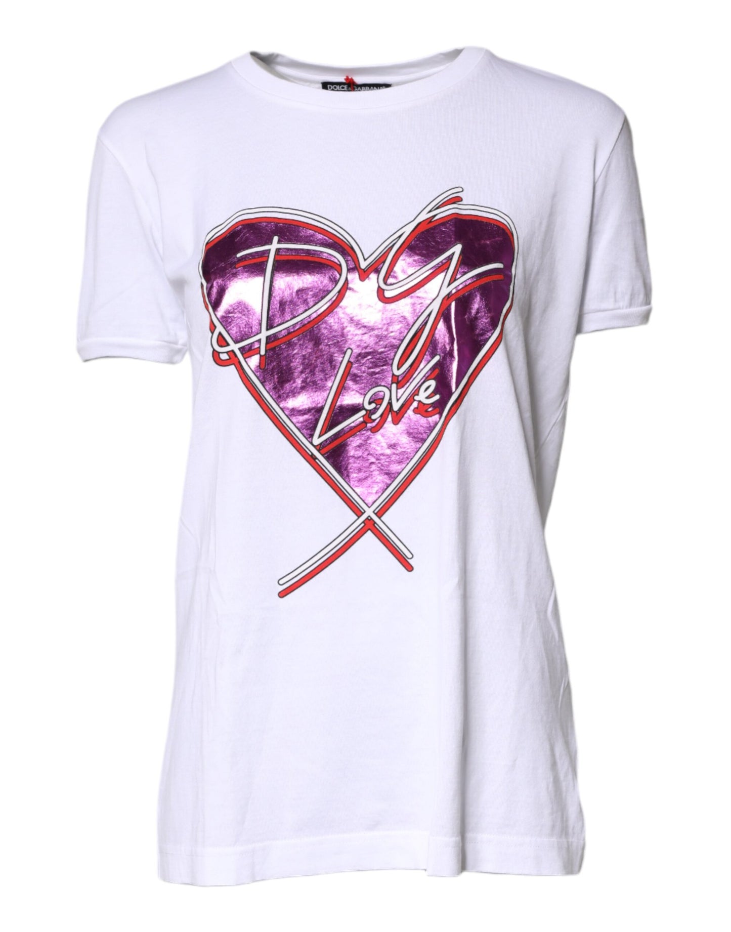 Dolce & Gabbana White Printed Cotton Round Neck Top T-shirt Dolce & Gabbana