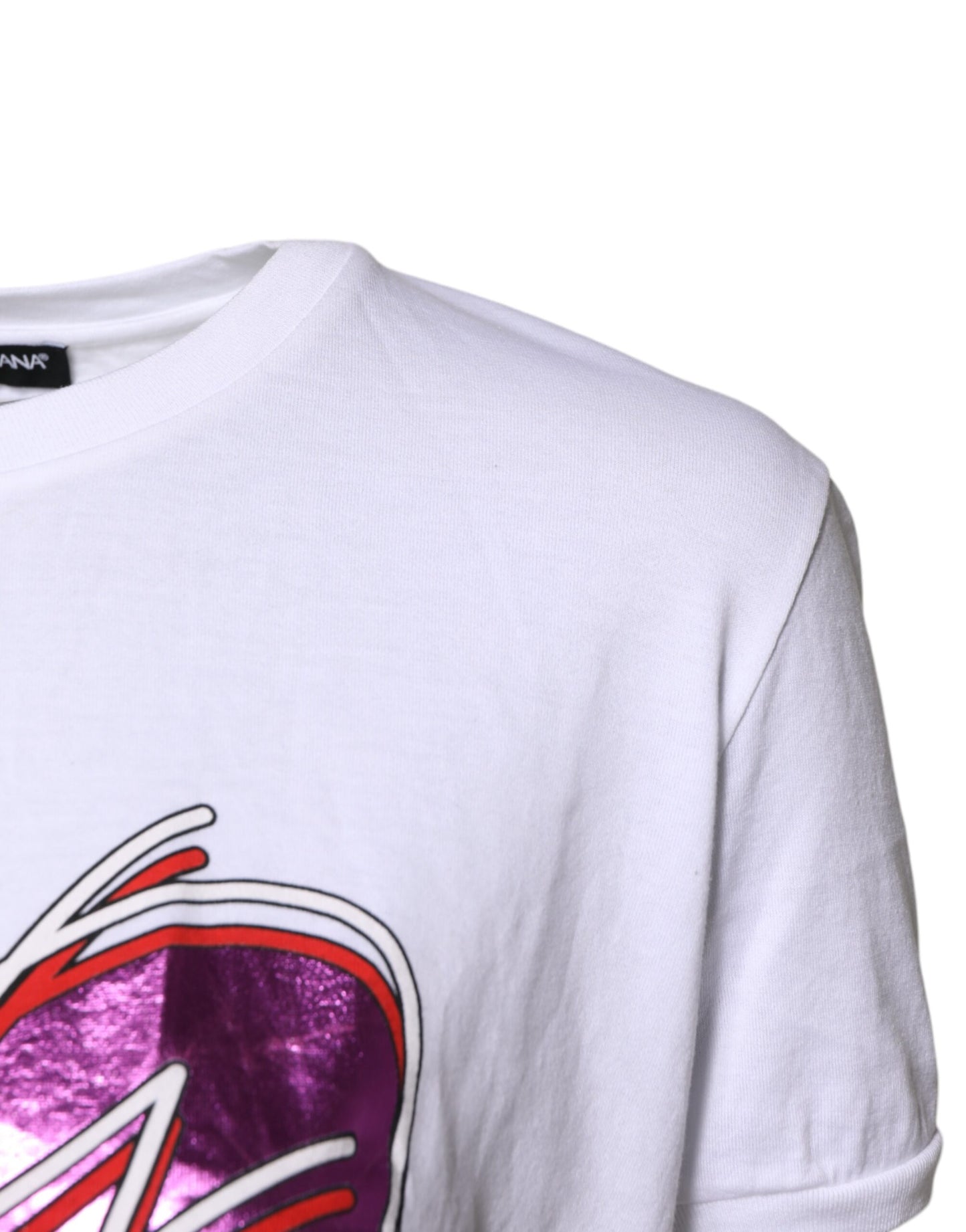 Dolce & Gabbana White Printed Cotton Round Neck Top T-shirt Dolce & Gabbana
